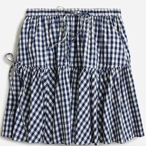 J. Crew Tiered Mini Skirt in Navy Gingham • Size S